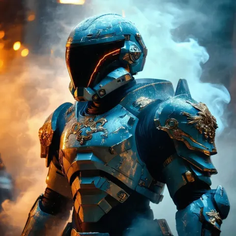 Grainy Bounty Hunter in Baroque Combat Armor