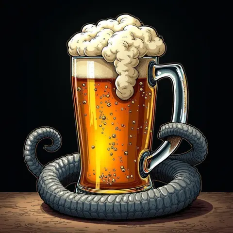 Elephant Trunk Coiled Around a Pitcher of Beer