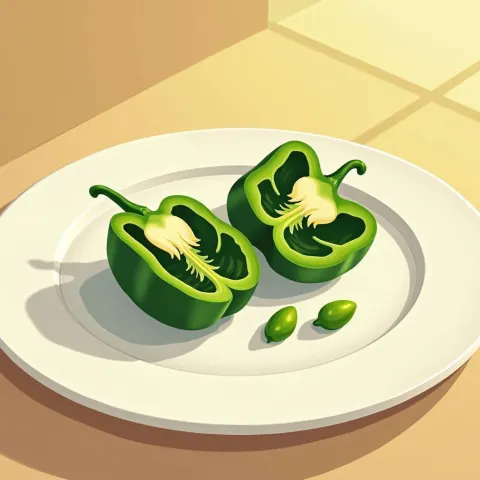 Sliced Green Pepper on a Sleek White Plate
