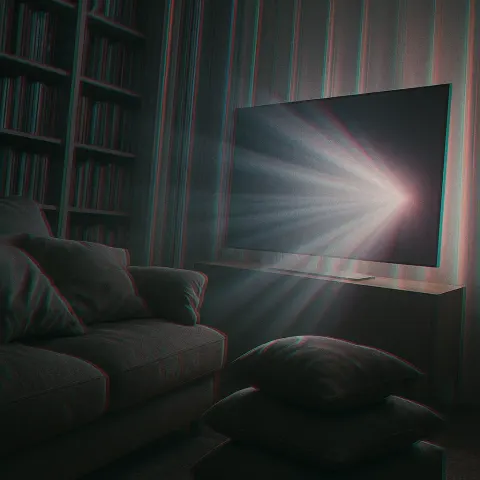 Within a Comfortable Sofa Piled with Cushions near Bookshelves Setting