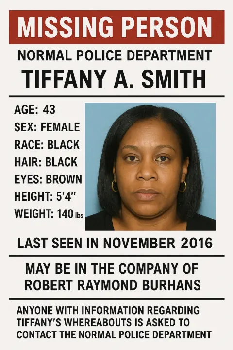 Missing Person Flyer Issued by the Normal Police Department Seeking