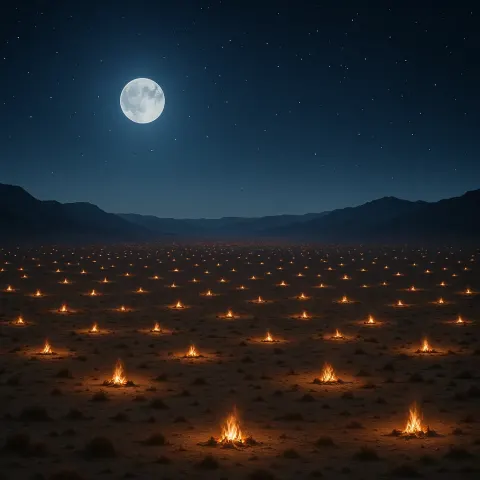 Countless Distant Campfires Twinkle Like Fallen Stars