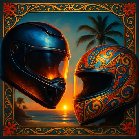 Two Diverse Crash Helmets