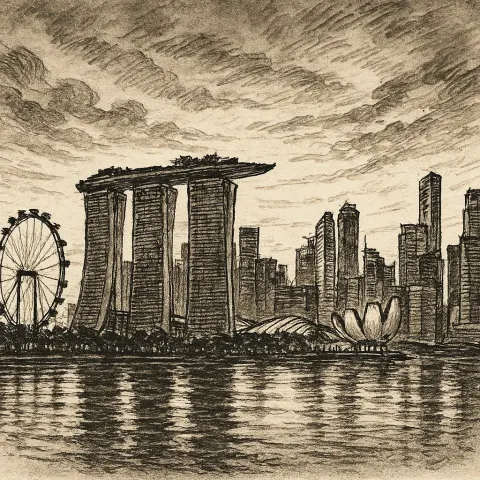 Cityscape of Singapore at Sunrise