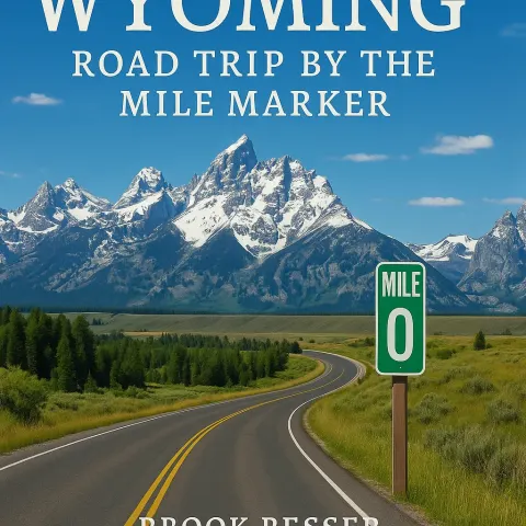 Winding Road Stretches Toward Snow-capped Mountains with a Green "Mile
