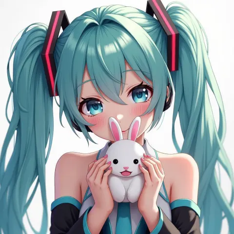 Hatsune Miku Cradling Cinnamoroll in Anime Detail