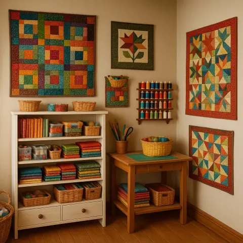 Cozy Craft Room Featuring Organized Shelves