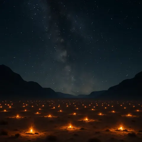 Countless Flickering Campfires Dot the Immense