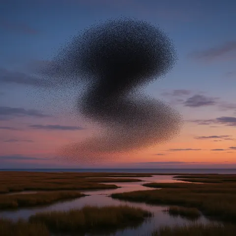 Colossal Flock of Innumerable Tiny Birds Forms a Dynamic