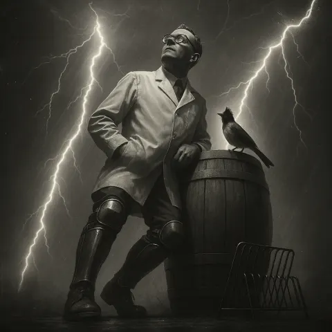 Towering Mid-20th Century Atomic Age Cold War Scientist-type Figure—armored Greaves