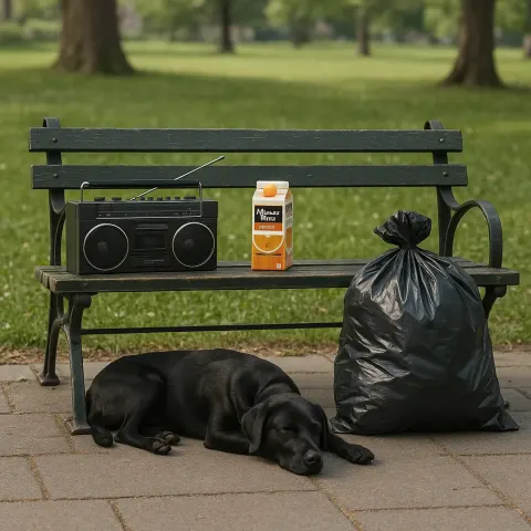 Park Bench with a Boombox