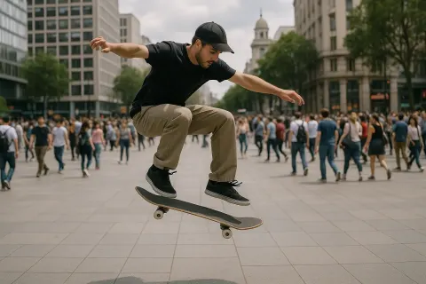 Man Is Showcasing Tricks on His Skateboard