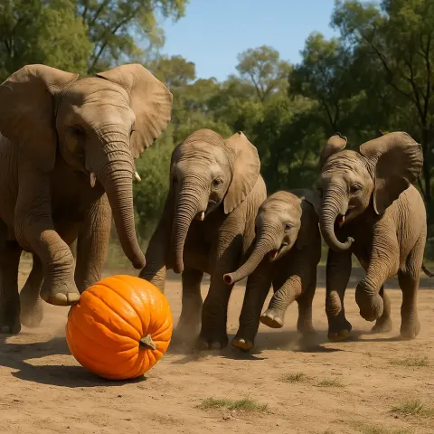 Elephants Playing Together