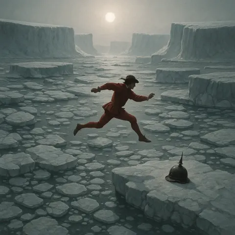 Vast Arctic Landscape of Fragmented Ice Floes and the Flattened