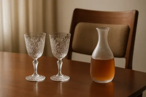 Refined Dining Arrangement Features a Frosted Glass Carafe