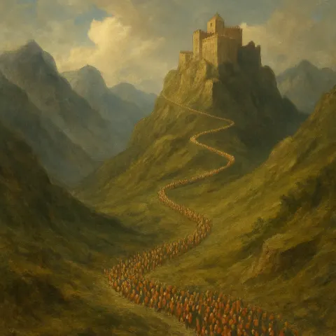 Large Procession of Robed Figures