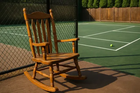 Polished Oak Rocking Chair with a Rustic Design Rests