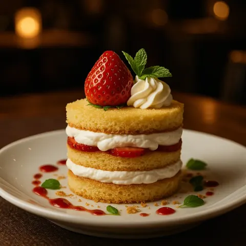 Plated Dessert Featuring Layered Cake