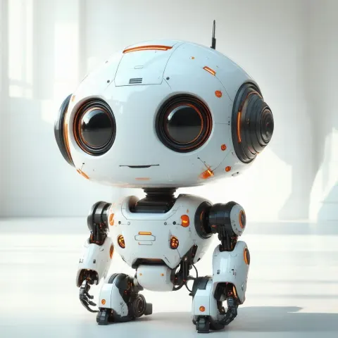 Vintage White and Orange Robot With Speaker Head