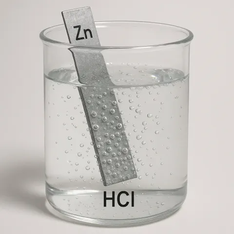 Strip of Zinc Submerged in a Transparent