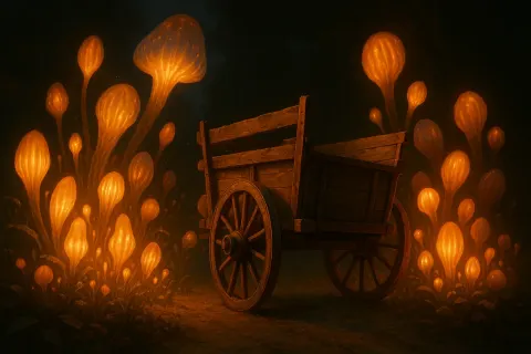 Earthy-toned Rustic Horse Cart Recedes Off-center