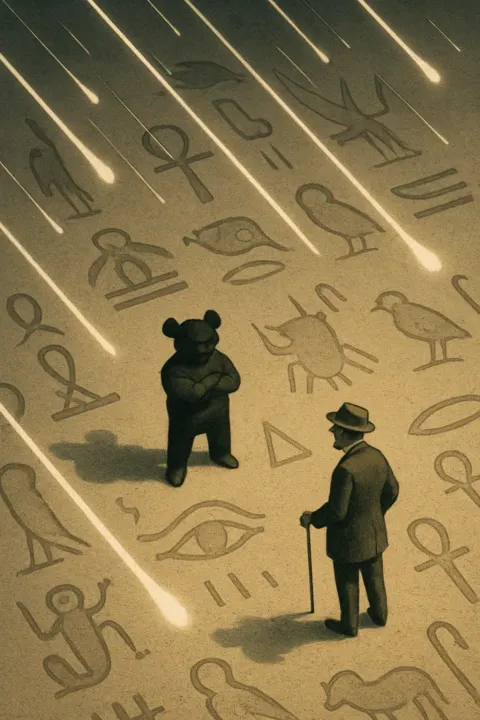 Two Small Figures Interact on a Ground Plane