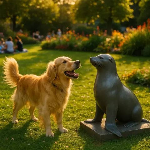 Spirited Golden Retriever with a Sleek