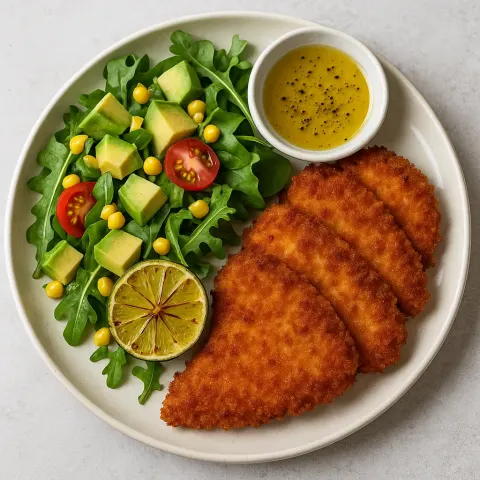 Plate with Crispy Breaded Chicken