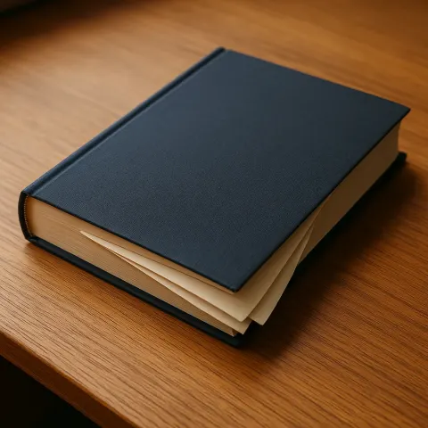 Wooden Desk Holding a Hardcover Book