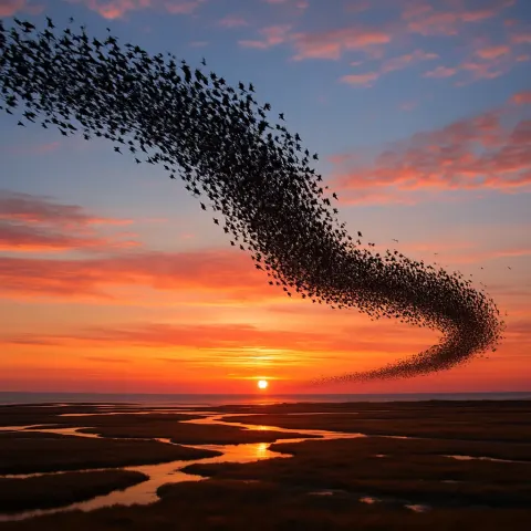 Immense Flock of Migratory Birds