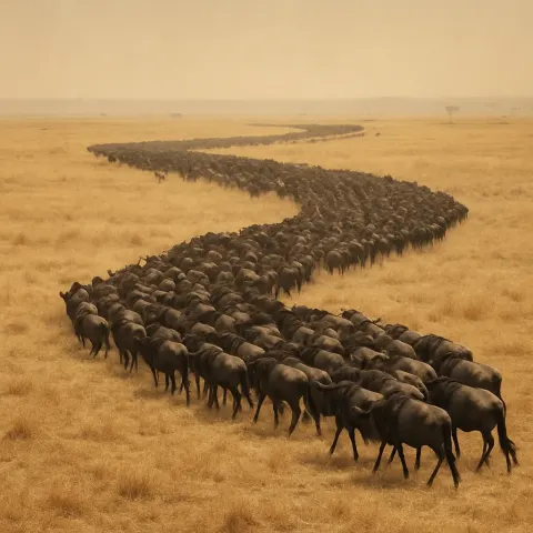 Massive Herd of Wildebeest
