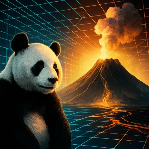 Within a Digital Cyberspace of Glowing Neon Lines and Grids