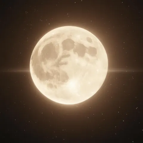 Volumetric Moon Glowing in Star Filled Space