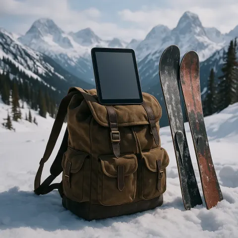 Imagine a Rugged Backpack with a Tablet Placed on It