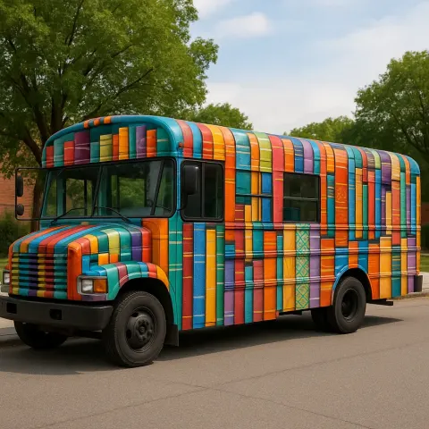 Colorful Murals Depicting Books in Diverse Patterns