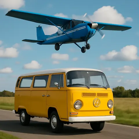 Scene with a Yellow Van on the Ground