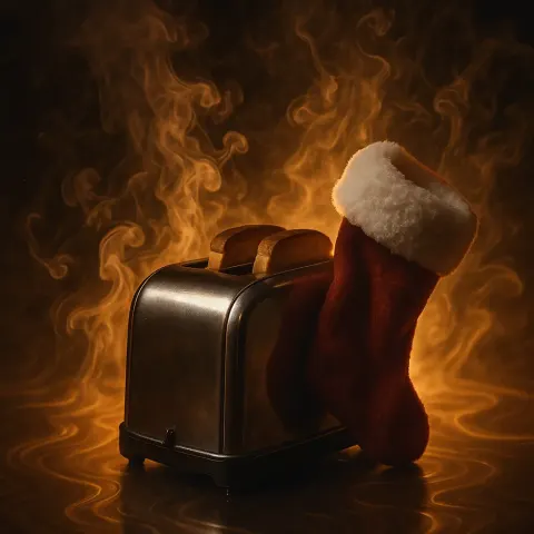 Warmly Backlit Toaster and Christmas