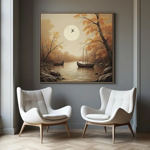 Modern Chairs Beside a Hyperreal 3D Painting