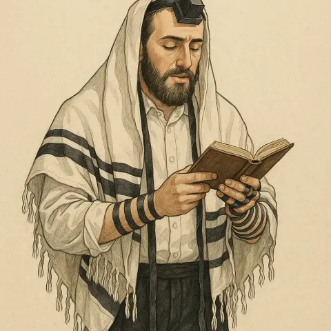 Depict an Image Showcasing the Customary Prayer Attire Worn