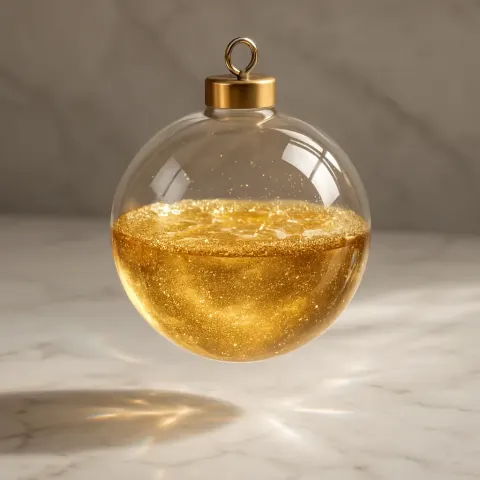 Ultra-realistic 3D Icon Featuring a Transparent Glass Sphere Containing Glistening