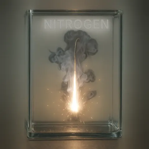 Clear Vessel Containing Nitrogen Gas Houses a Burning Magnesium Strip