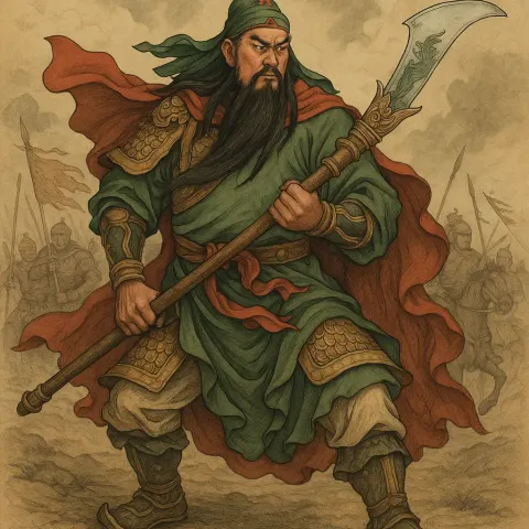 Guan Yu Brandishing His Legendary Green Dragon Crescent Blade
