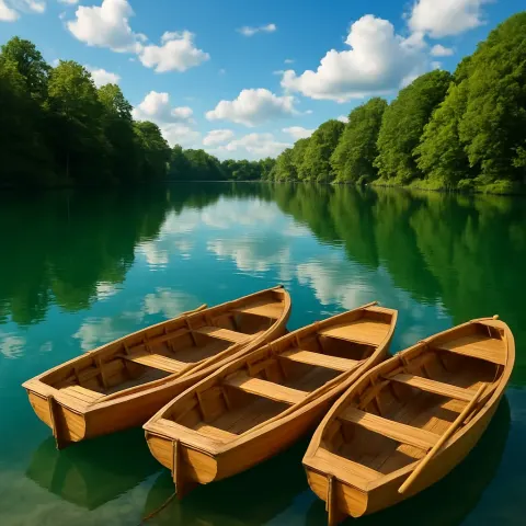 Three Graceful Wooden Boats