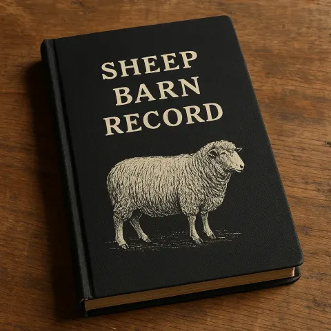 Black-covered "Sheep Barn Record" Book