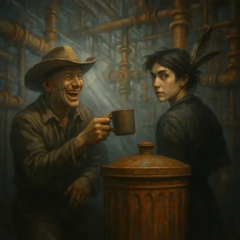 Joyful Male Figure in a Western-style Cowboy Hat