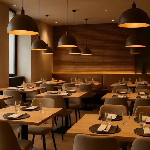 Modern Restaurant Interior with Neatly Arranged Tables
