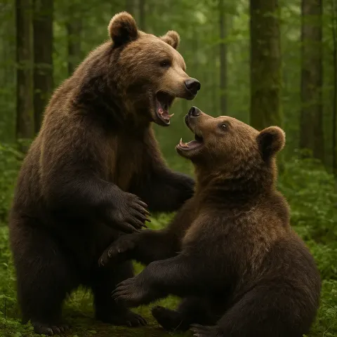 Pair of Bears Engaging in a Playful Manner
