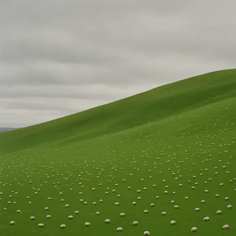 Myriad Tiny White Sheep Dot an Immense