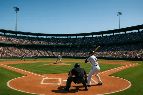 Live Baseball Game Featuring Players on a Green Field
