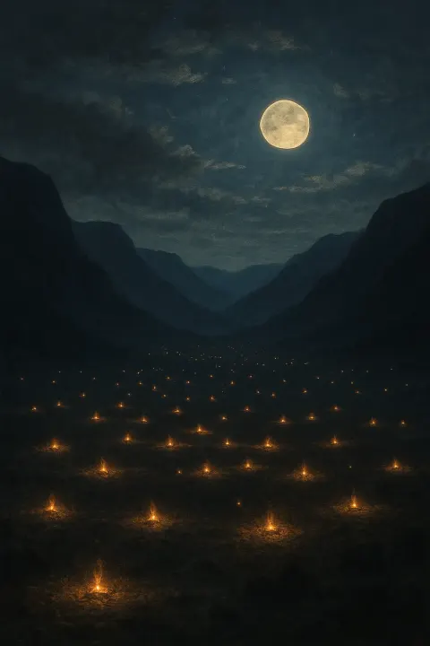 Myriad Distant Campfires Flicker Like Scattered Stars Across a Vast